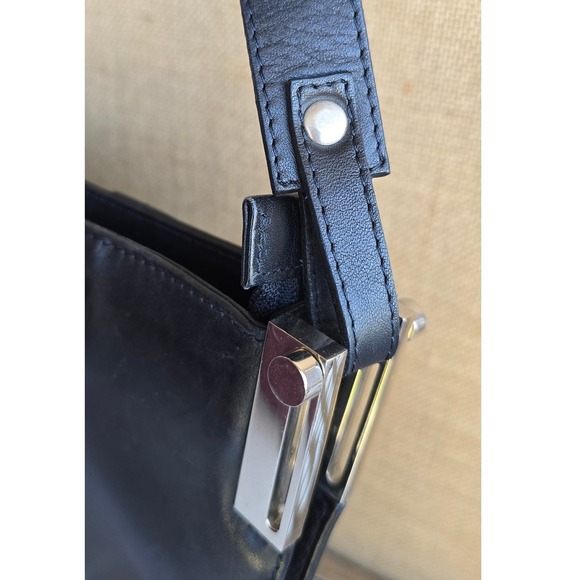 VINTAGE COMICO large black leather shoulder bag silver hardware excellent cond - Picture 12 of 13